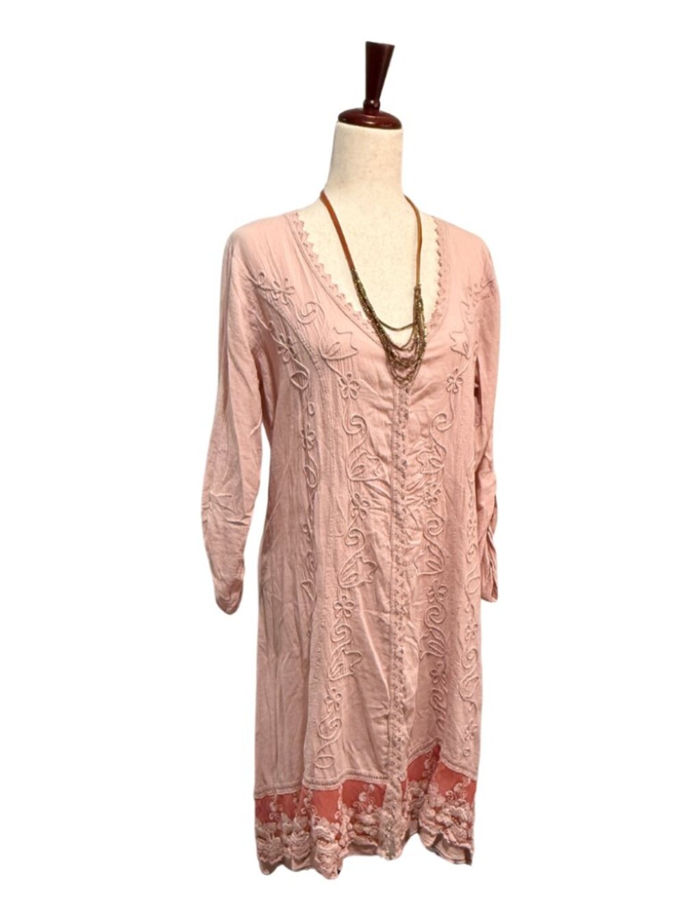 Soft Surroundings Genevieve Embroidered Lace Boho Midi Dress